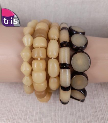 PULSERA HUES RIBON 4 FILAS CREMA