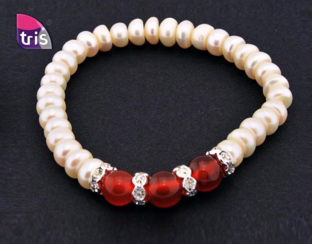 PULSERA PERLA 3 AGATAS MARRON