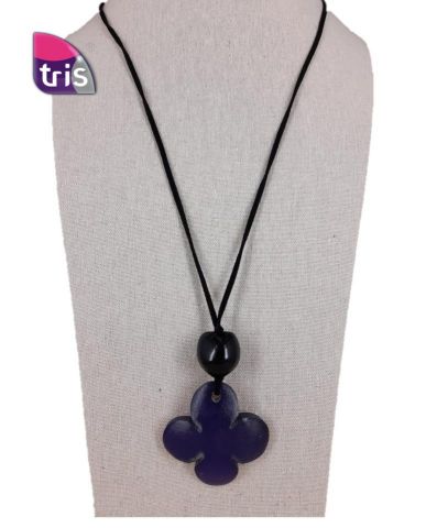 COLLAR RESINA TRASNP. FLOR LILA