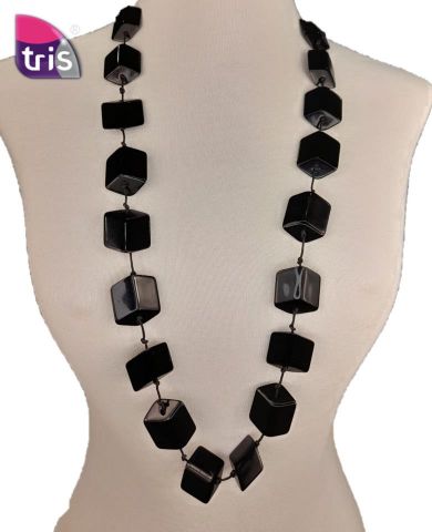 COLLAR CUBOS ACRILYC LARGO NEGRO