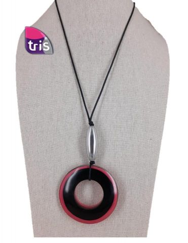 COLLAR MEDALLON CTRO. HUECO RDO. FUCSHIA