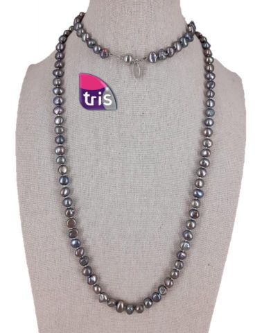 COLLAR PERLA 10 IRREG. LARGO GRIS