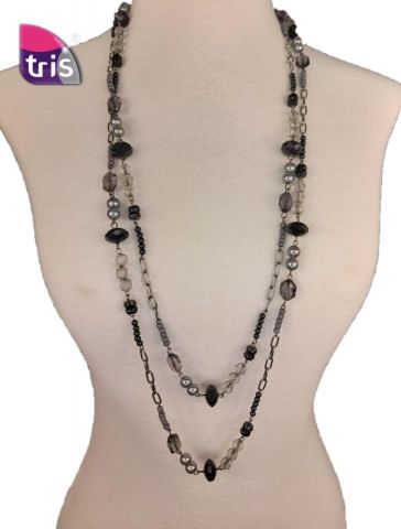 COLLAR LARGO 1 VUELTA CRIST. NEGRO