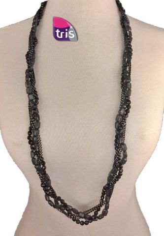 COLLAR LARGO TRENZADO COMPLETO NEGRO