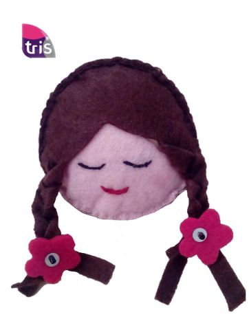 BROCHE CARA MUÑECAS TRENZAS MARRON