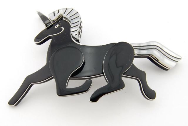 BROCHE UNICORNIO NEGRO