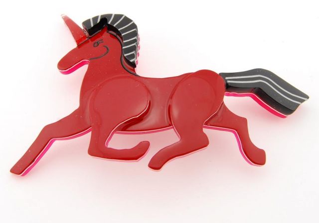 BROCHE UNICORNIO ROJO