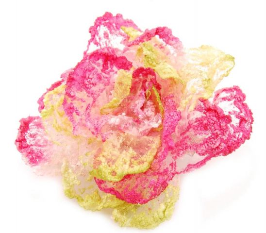 BROCHE FLOR FUCSHIA-VERDE