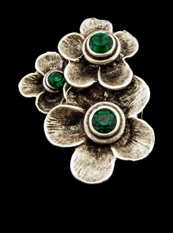 BROCHE 3 FLORES MONTADAS HI VERDE