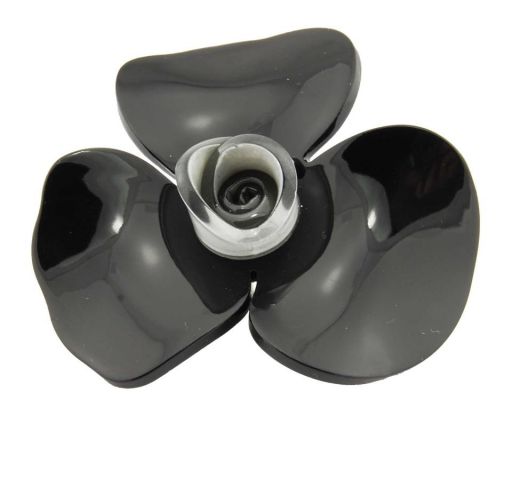 BROCHE ACRILICO FLOR 3 PETALOS NEGRO