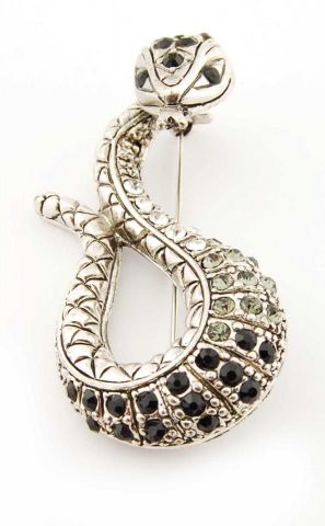 BROCHE SERPIENTE ENCOGIDA PLATEADO