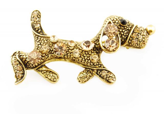 BROCHE PERRO SALC. DORADO