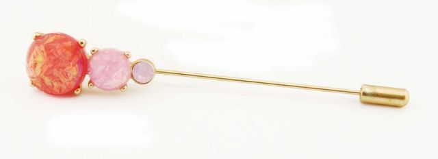 BROCHE AGUJA CIRC. RESINA ROSA