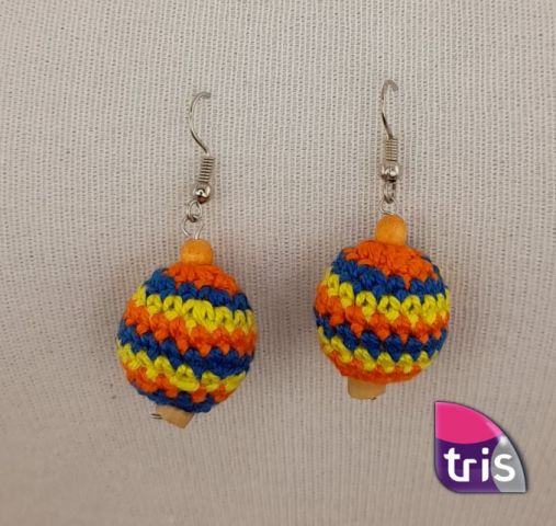 PENDIENTES BOLA CROCHE MULTICOLOR