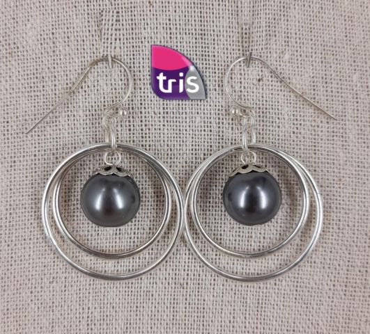 PENDIENTES 2 AROS PERLA GRIS