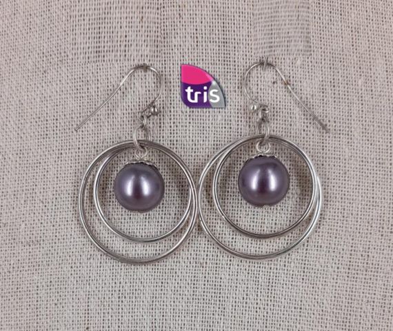 PENDIENTES 2 AROS PERLA LILA