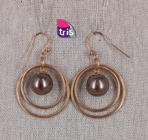 PENDIENTES 2 AROS PERLA MARRON