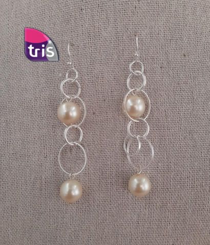 PENDIENTES CADENA LARGA CON PERLA DOBLE NATUR