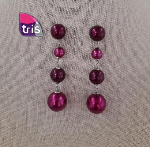 PENDIENTES 4 BOLAS MORADO