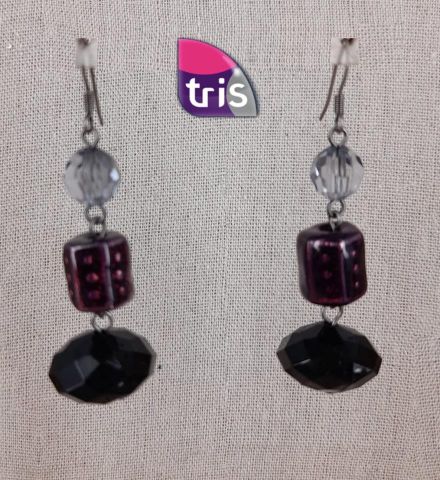 PENDIENTES COLG. 3 BOLAS LILA