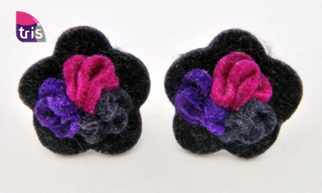 PENDIENTES FIELTRO FLOR RECOG. LILA