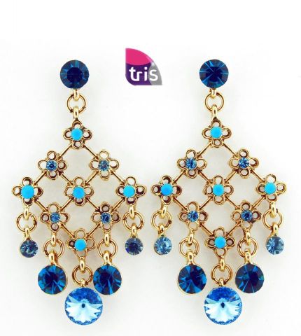 PENDIENTES ROMBO 9 FLORES TURQUESA