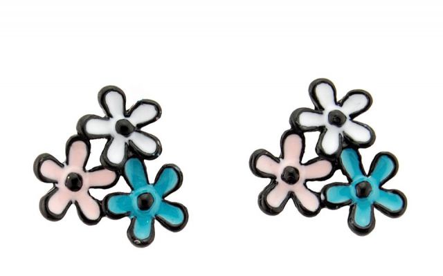 PENDIENTES ESMALTE 3 FLOR MINI MULTICOLOR