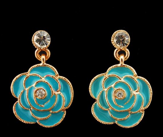 PENDIENTES ESMALTE FLOR CH COLG AZUL