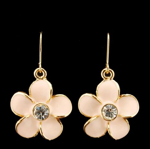 PENDIENTES ESMALTE FLOR SIMPLE ROSA