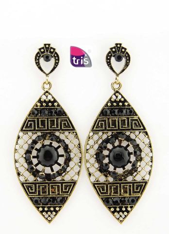 PENDIENTES OVAL CIRC. CENTRO NEGRO