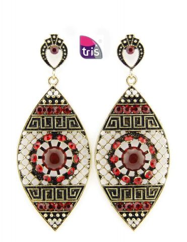 PENDIENTES OVAL CIRC. CENTRO ROJO