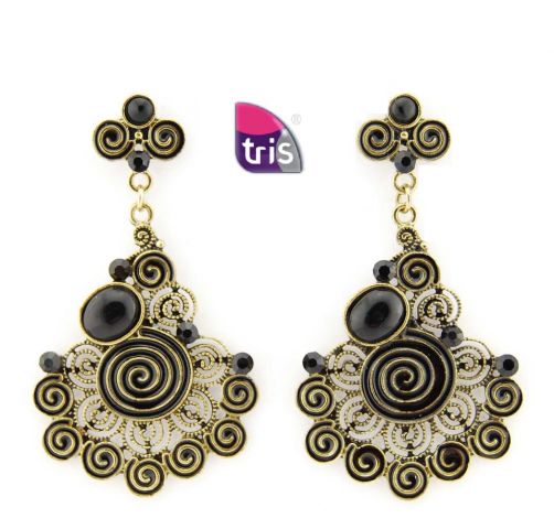 PENDIENTES FILIG. ESPIRALES NEGRO