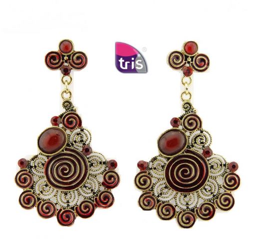 PENDIENTES FILIG. ESPIRALES ROJO