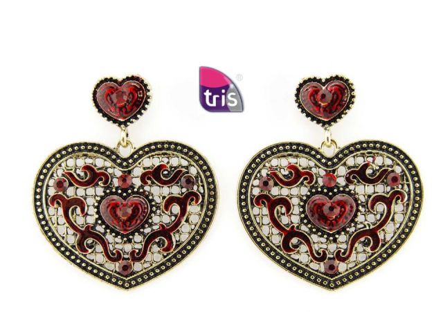 PENDIENTES CORAZONES ROJO