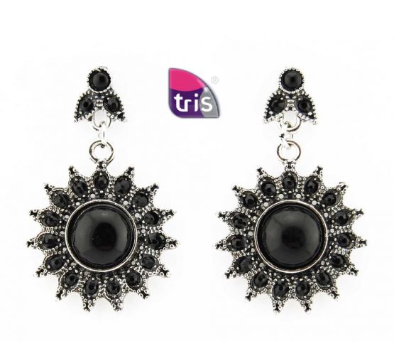 PENDIENTES FLOR ESTRELLADA NEGRO