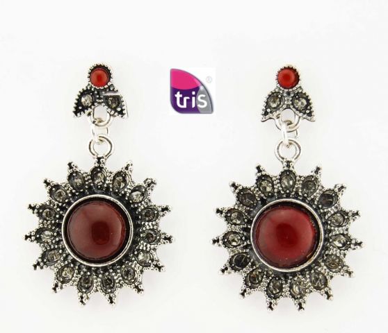 PENDIENTES FLOR ESTRELLADA ROJO