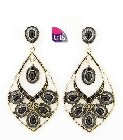 PENDIENTES LAMP. NEGRO/DORADO