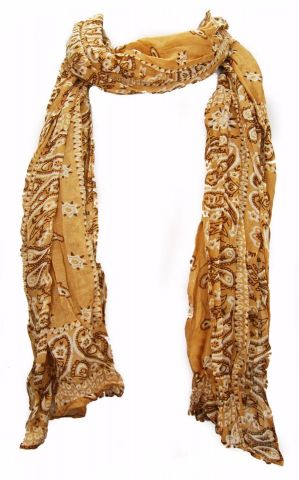 FOULARD ESTRECHO ARRUGADO CAMEL