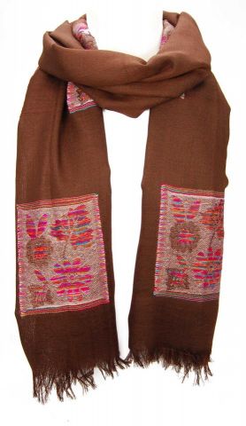 FOULARD PARCHES FLORES MARRON