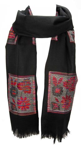 FOULARD PARCHES FLORES NEGRO