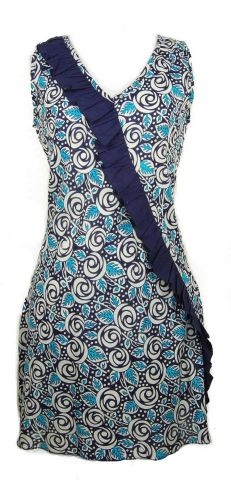 VESTIDO VOLANTE DIAGONAL AZUL TALLA L