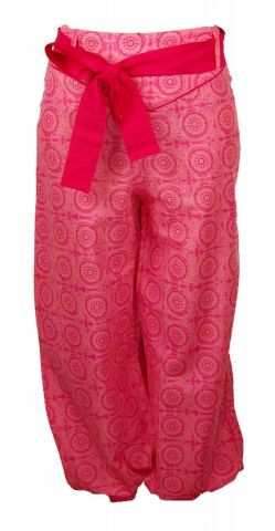 PANTALON PRINT PICO CINTURON ROSA TALLA L