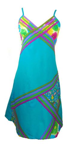 VESTIDO TIRAS DIAGONALES TURQUESA TALLA S