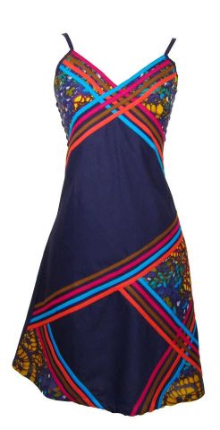 VESTIDO TIRAS DIAGONALES AZUL TALLA M