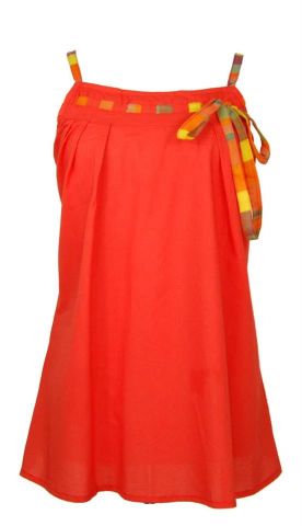 TOP CINTA PASADA CUADROS NARANJA TALLA M