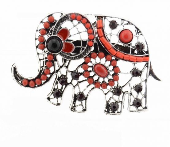 BROCHE ELEFANTE GRANATE