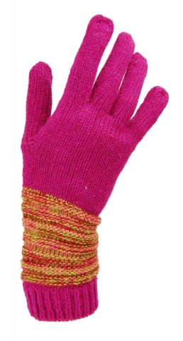 GUANTES RAYAS MUÑECA ROSA