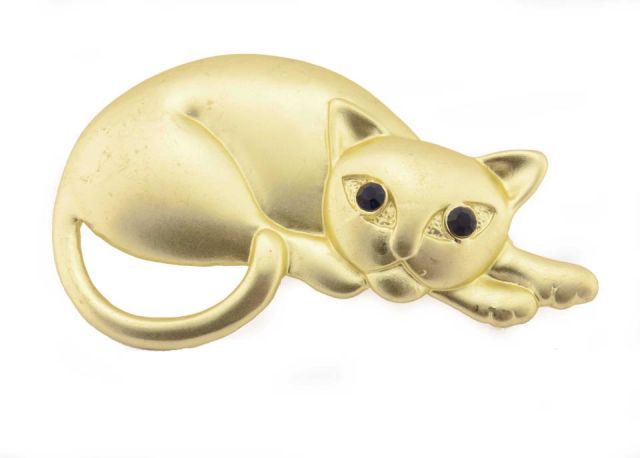 BROCHE GATO RELAX DORADO