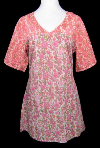 KURTA CLASSIC+REJILLA NECK ROSA TALLA S