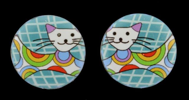 PENDIENTES ESMALTE GATO CIRCULO